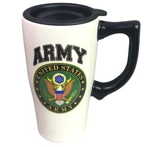 US Army Mug 18oz Ceramic Travel Lid Handle Coffee Cup NIB